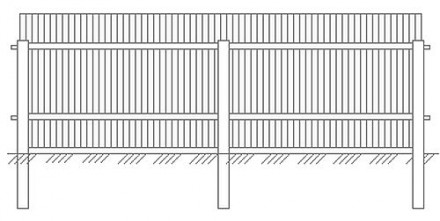 Забор из оцинкованного профнастила С-8 (c двумя лагами)