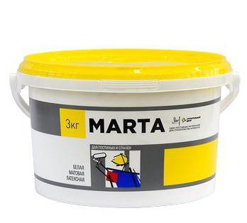 Краска Марта интерьерная белая акриловая, 3,5кг