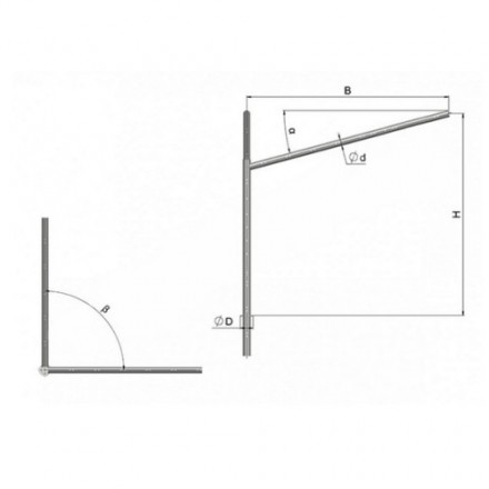 Кронштейн угловой двухрожковый на фланце 2К2(15°)-0,2-0,5-Ф2-ß-Тр.48 5 кг