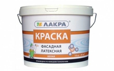 Краска ЛАКРА латексная фасадная (белая), 14кг