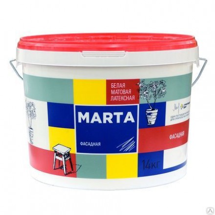 Краска Марта д/гостиных и спален белая, 14кг